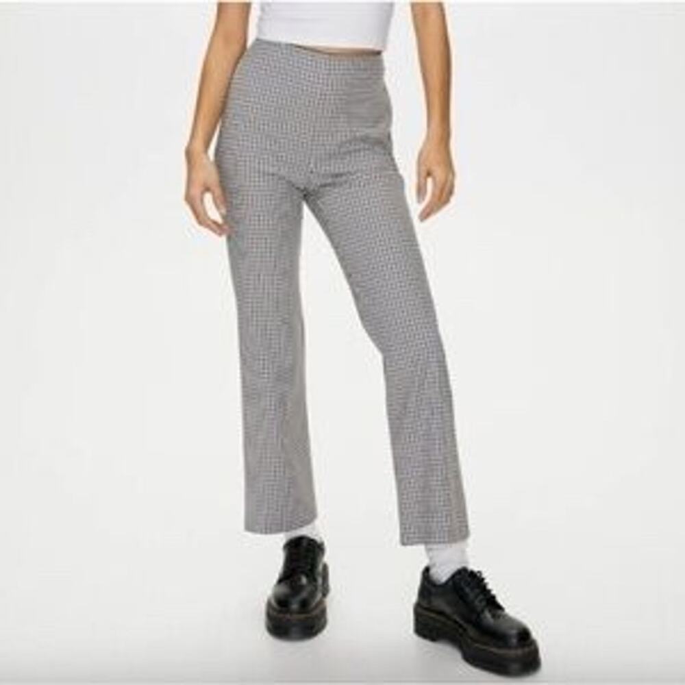 Aritzia Sunday Best Taro Pant Plaid Trousers SZ 0 Gray Office Siren Straight - Picture 2 of 9